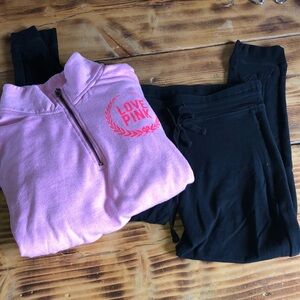 Pink Victoria’s Secret bundle sweatshirt and sweatpant like leggings size large‍